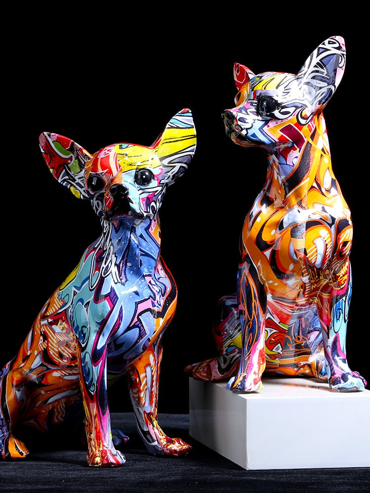 Modern Colorful Chihuahua Resin Dog Statue - UTILITY5STORE