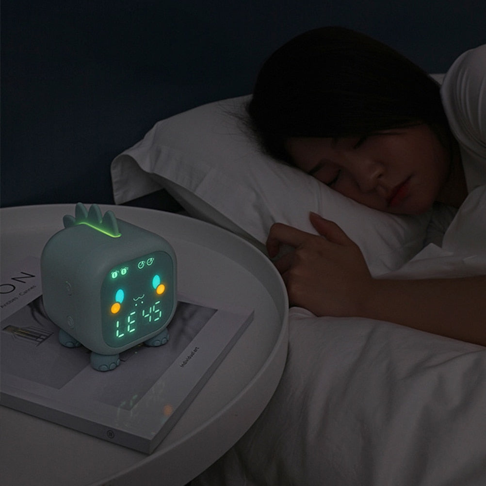Cute Dinosaur Kids Alarm Clock Night Light
