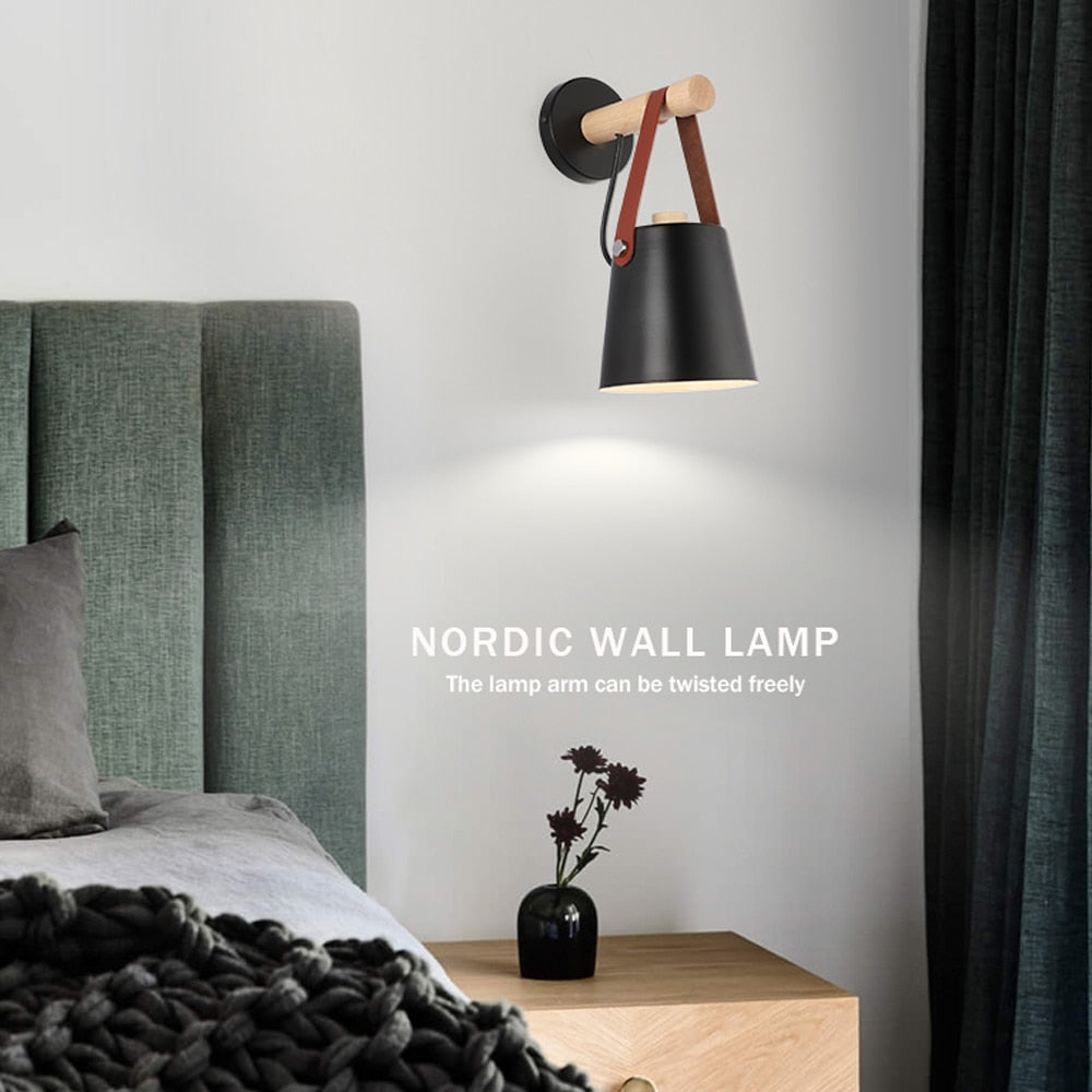 Nordic Style Wood Elegant Wall Lamp