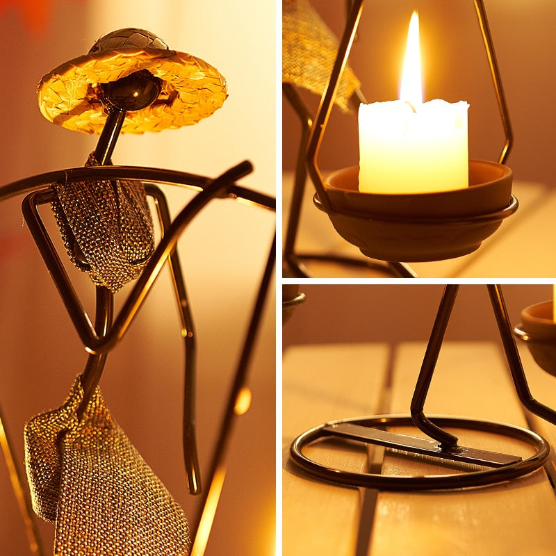 Nordic Abstract Character Metal Candle Holder