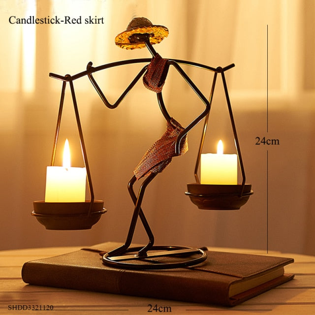 Nordic Abstract Character Metal Candle Holder