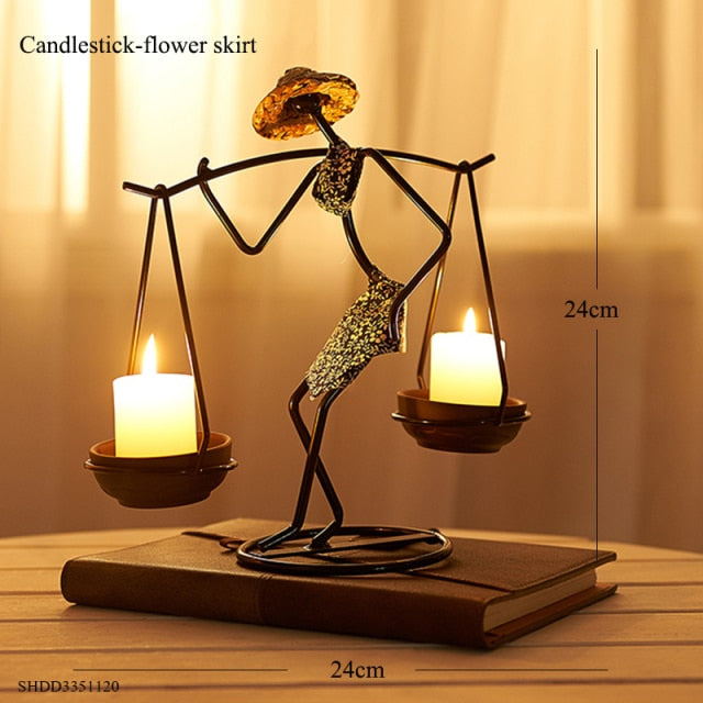 Nordic Abstract Character Metal Candle Holder