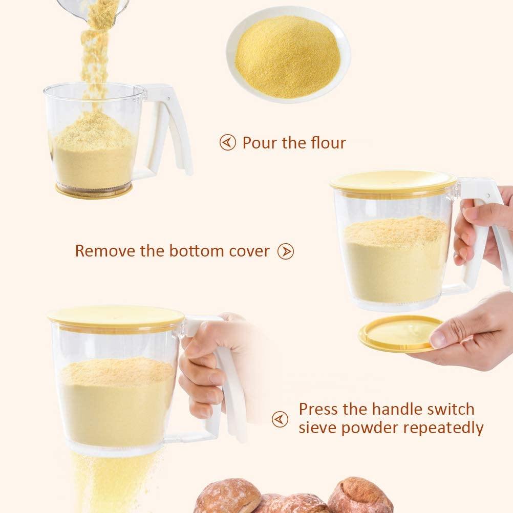 Hand-Pressed Flour Sifter Filter Strainer Gadget