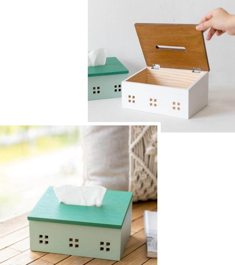 Wooden Nordic House Tissue Box