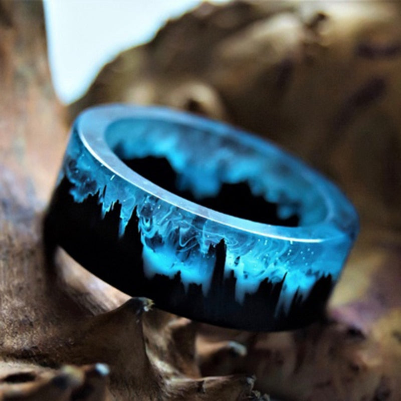 Magical Mountains Wooden Resin Ring