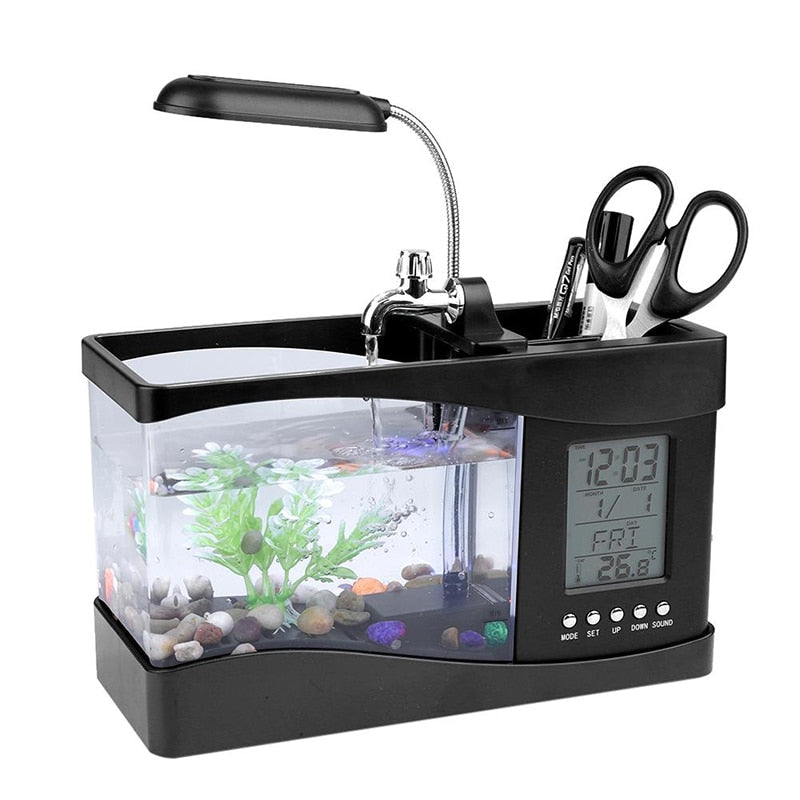 LCD Clock Mini Fish Tank Aquarium