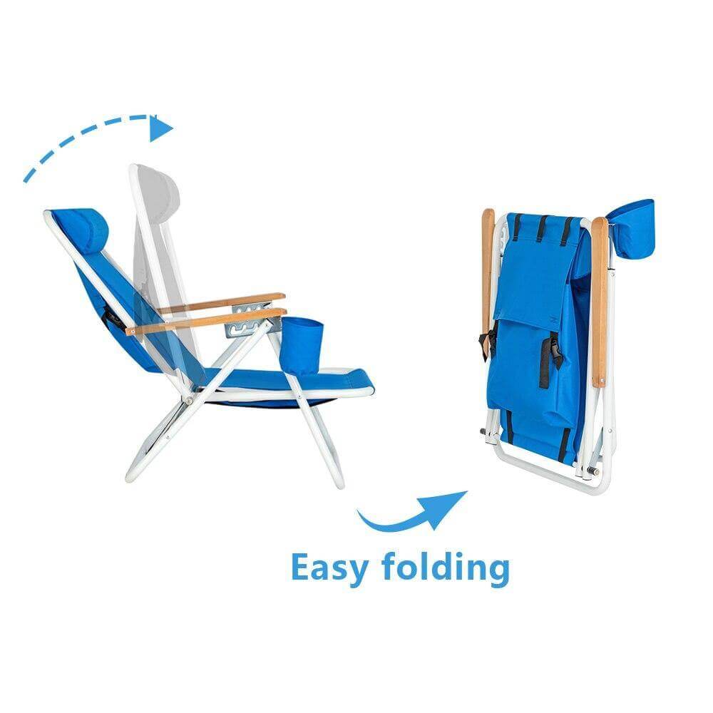 Folding Beach Chair With Adjustable Headrest