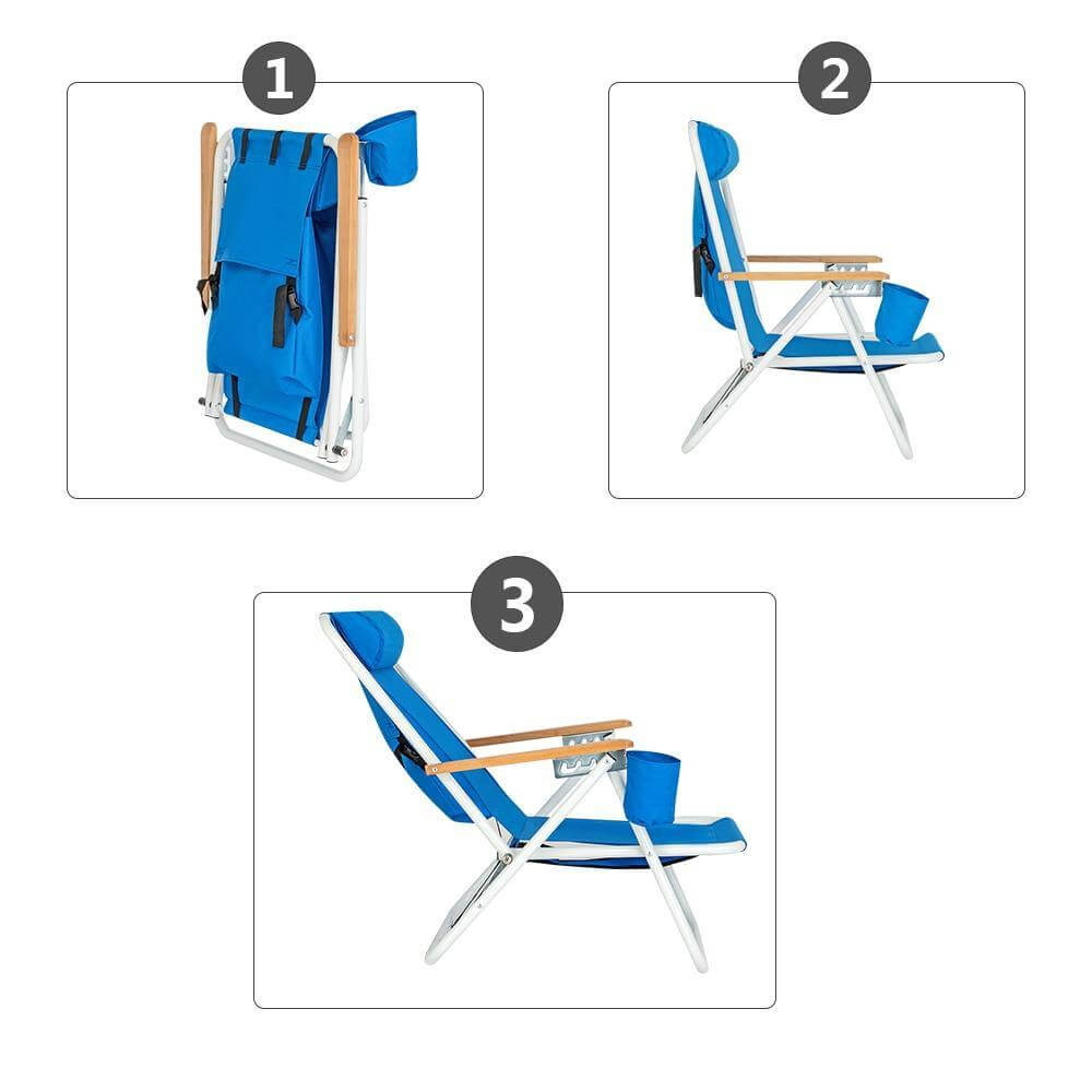 Folding Beach Chair With Adjustable Headrest