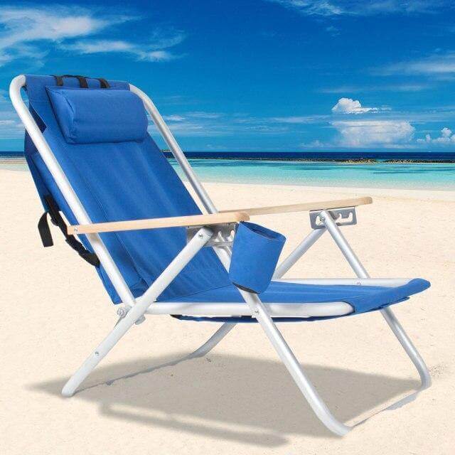 Folding Beach Chair With Adjustable Headrest