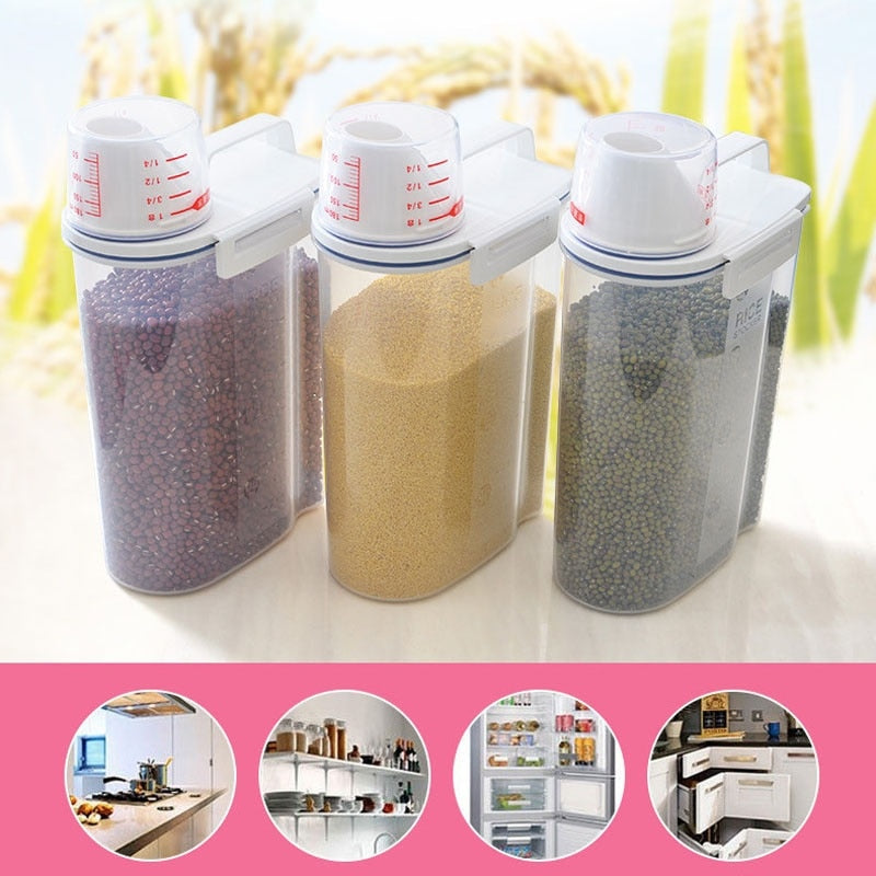 Measuring Cup Lid Cereal Grain Storage Dispenser