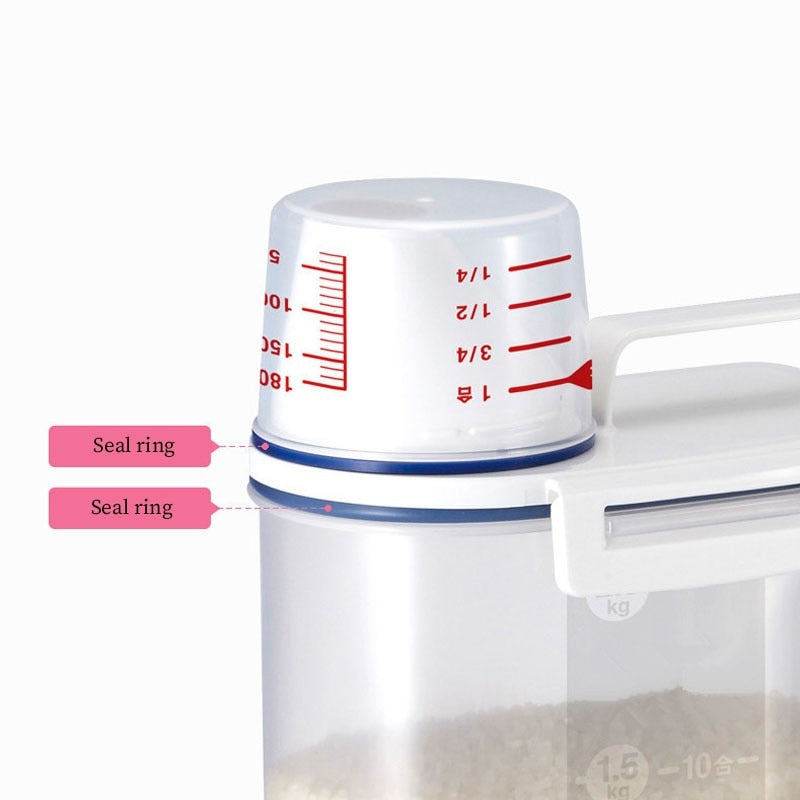 Measuring Cup Lid Cereal Grain Storage Dispenser