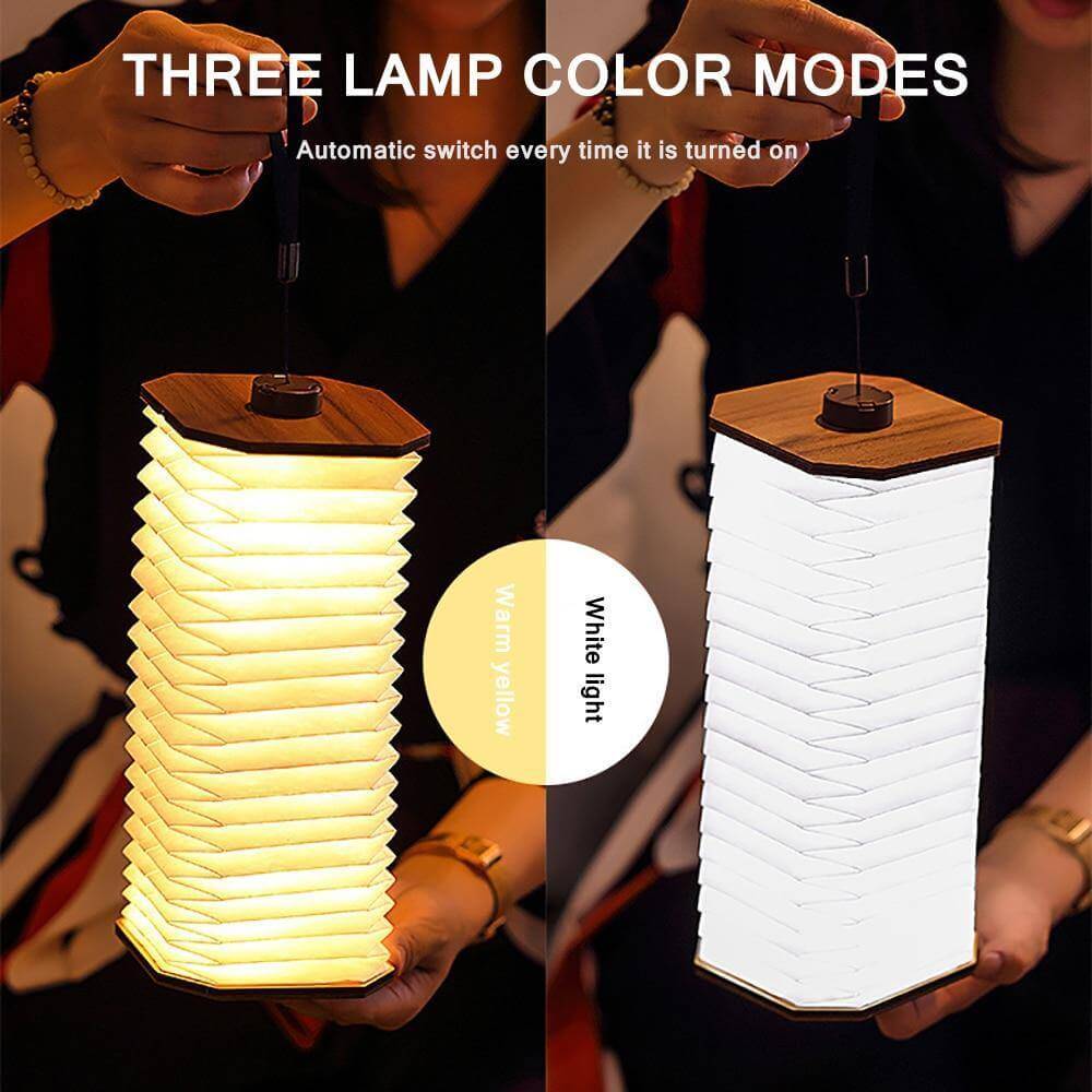 USB Rechargeable Retro Accordion Wooden LED Lamp