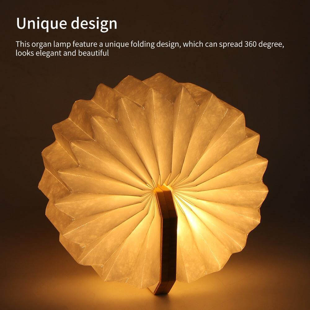 USB Rechargeable Retro Accordion Wooden LED Lamp
