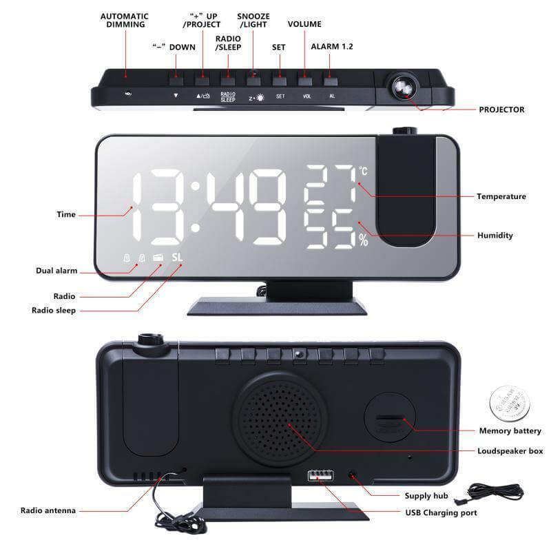 LED Digital Alarm Projection Clock