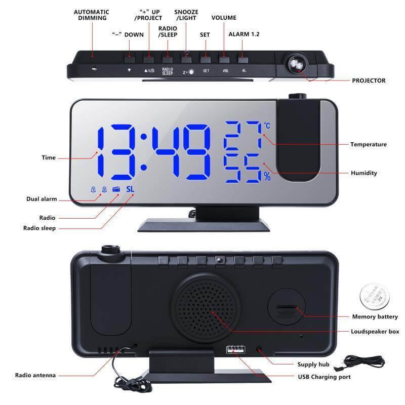 LED Digital Alarm Projection Clock