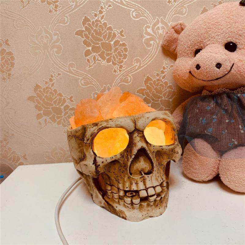 Skull Head Shaped Crystal Salt LED Night Light