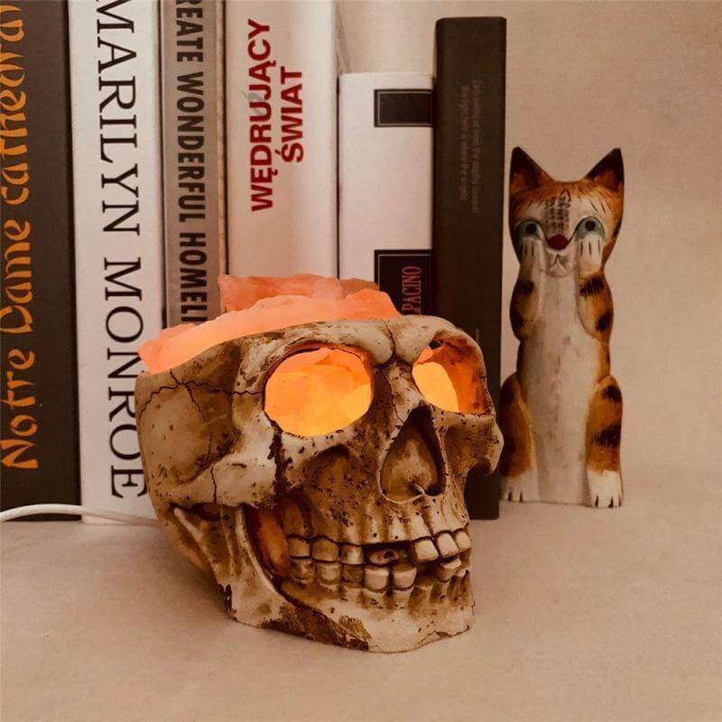 Skull Head Shaped Crystal Salt LED Night Light