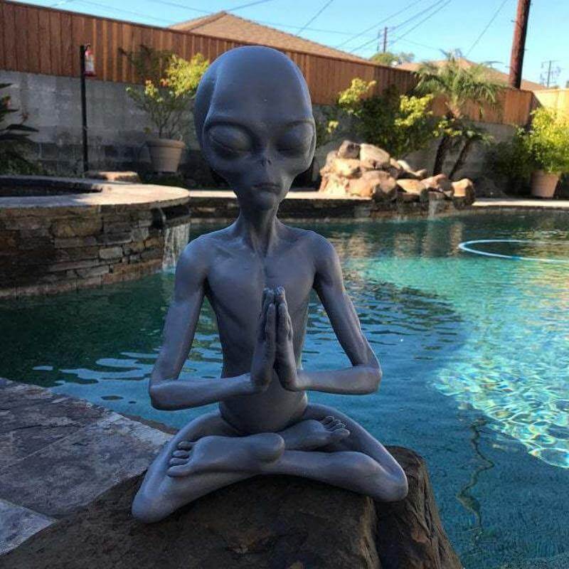 Meditating Alien Resin Garden Home Decor