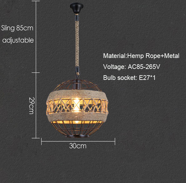 Minimal Natural Retro Rural Rope Ball Chandelier