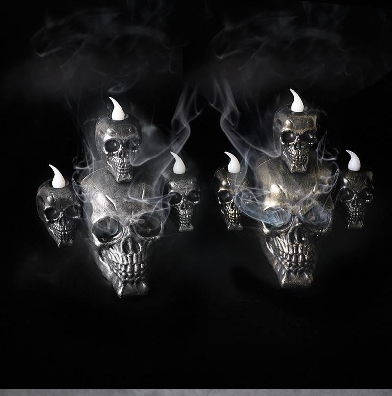 Led Candle Scary Halloween Skull Head Lamp