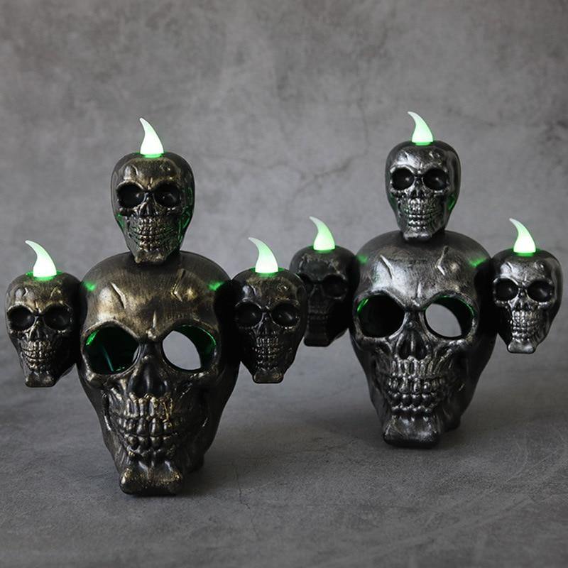 Led Candle Scary Halloween Skull Head Lamp