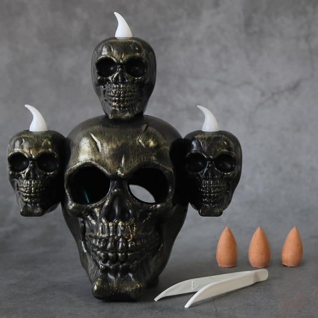 Led Candle Scary Halloween Skull Head Lamp