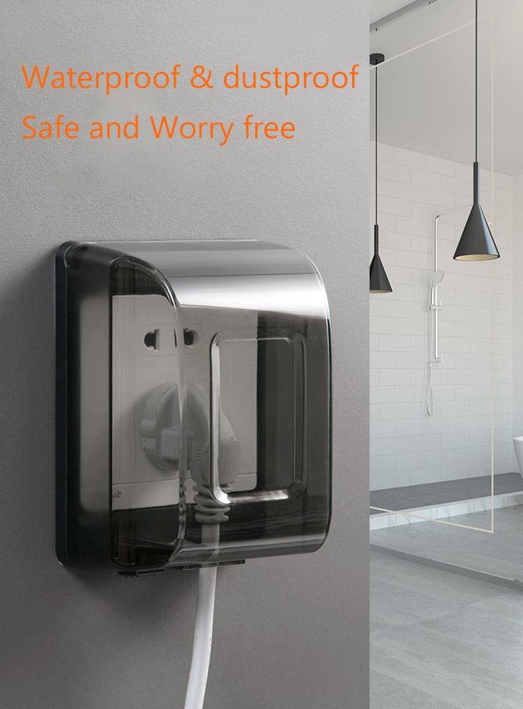 Bathroom Waterproof Large Transparent Socket Protective Box