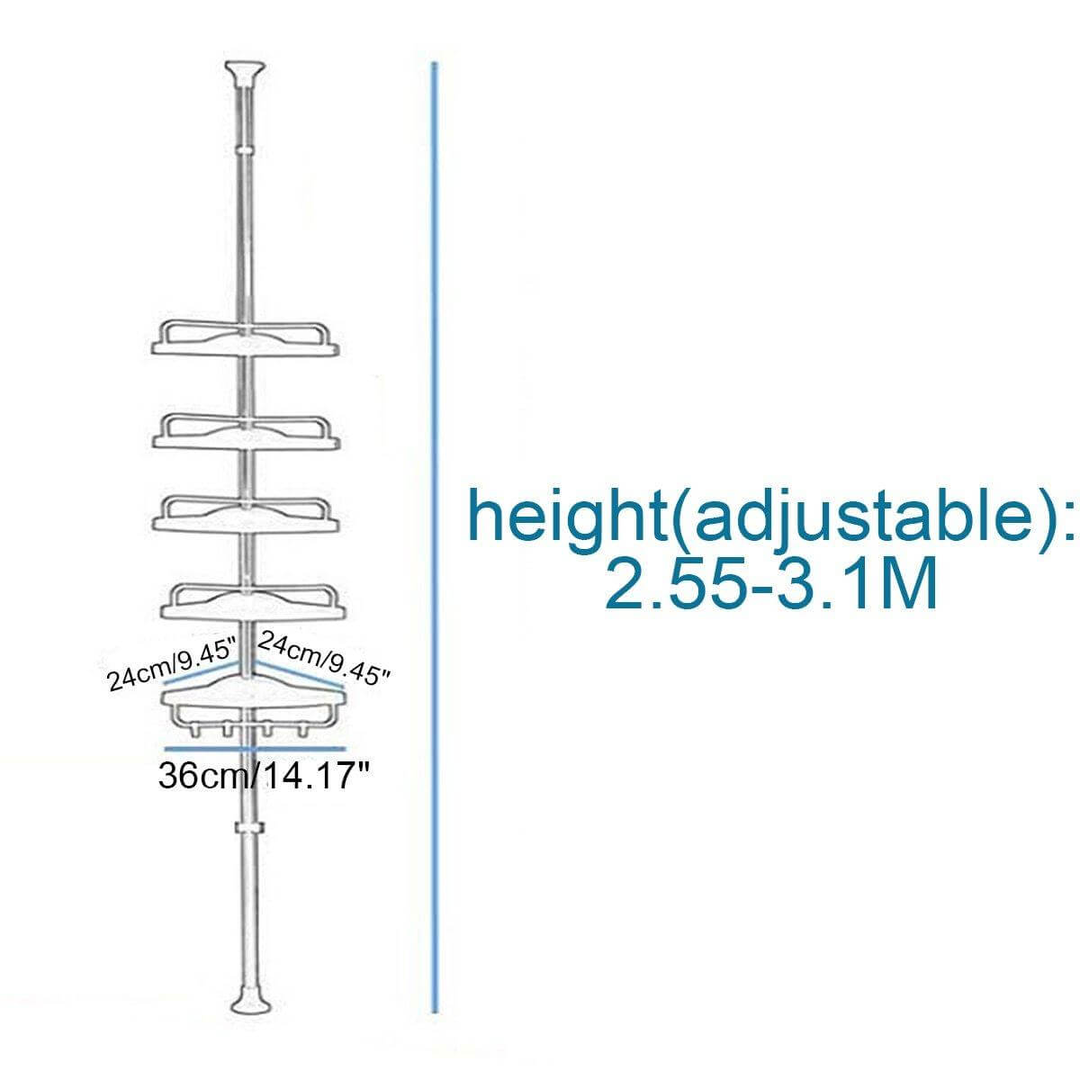 5-Tier Adjustable Stainless Steel Corner Storage Rack