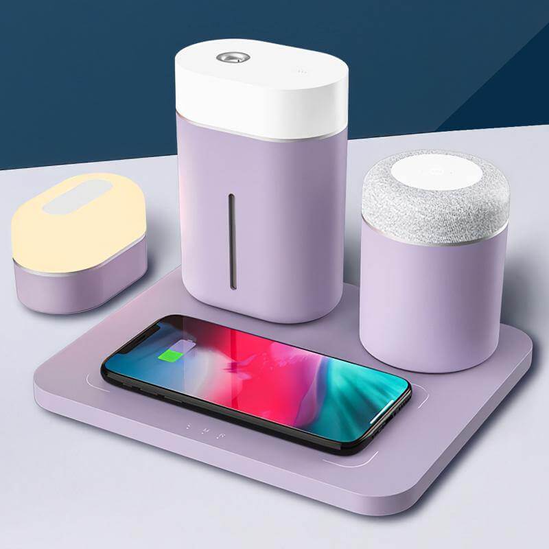 Wireless Charger Humidifier Bluetooth Speaker Night Lamp - UTILITY5STORE