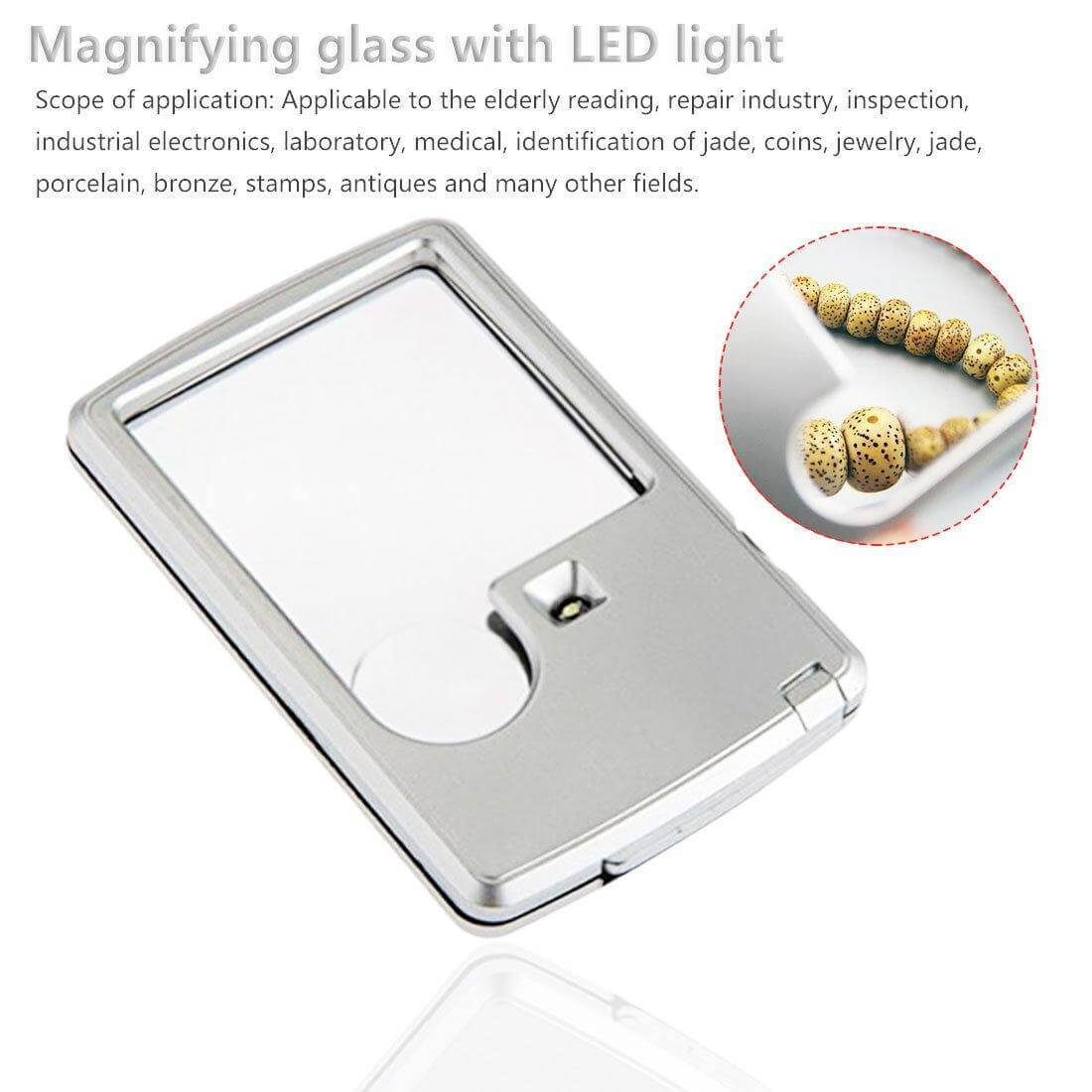 Pocket Credit Card Size Mini Led Light Magnifying Glass