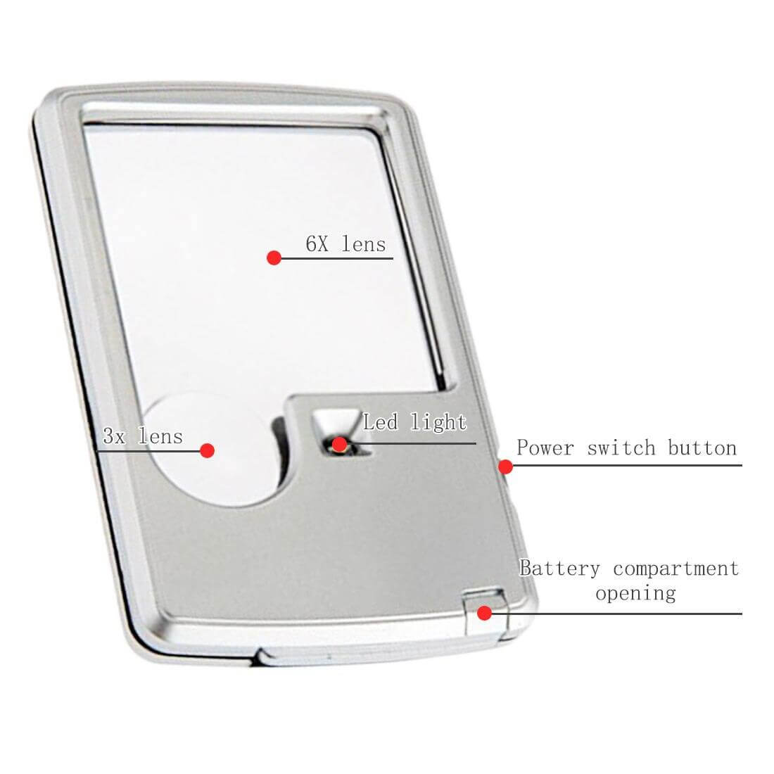 Pocket Credit Card Size Mini Led Light Magnifying Glass