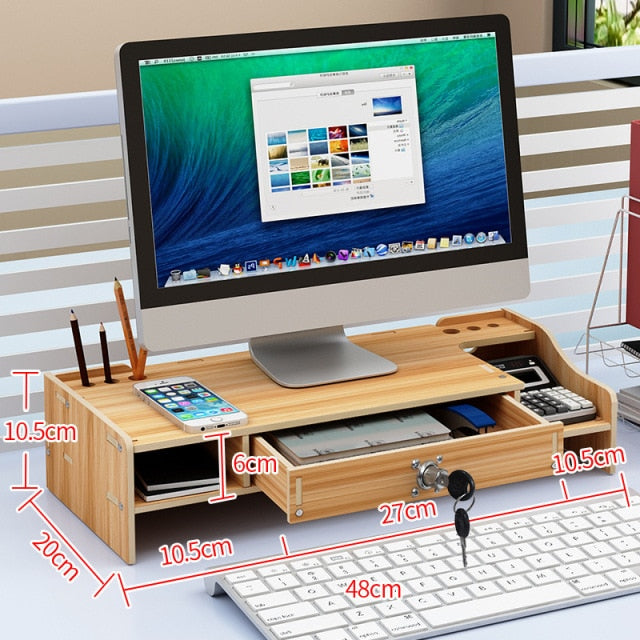 Home Office Wooden Monitor Riser Stand