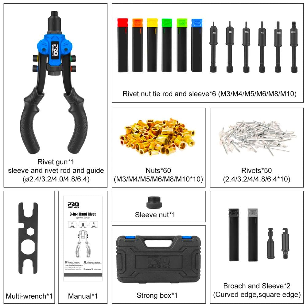 3in1 Hand Rivet Nut Tool Set - UTILITY5STORE