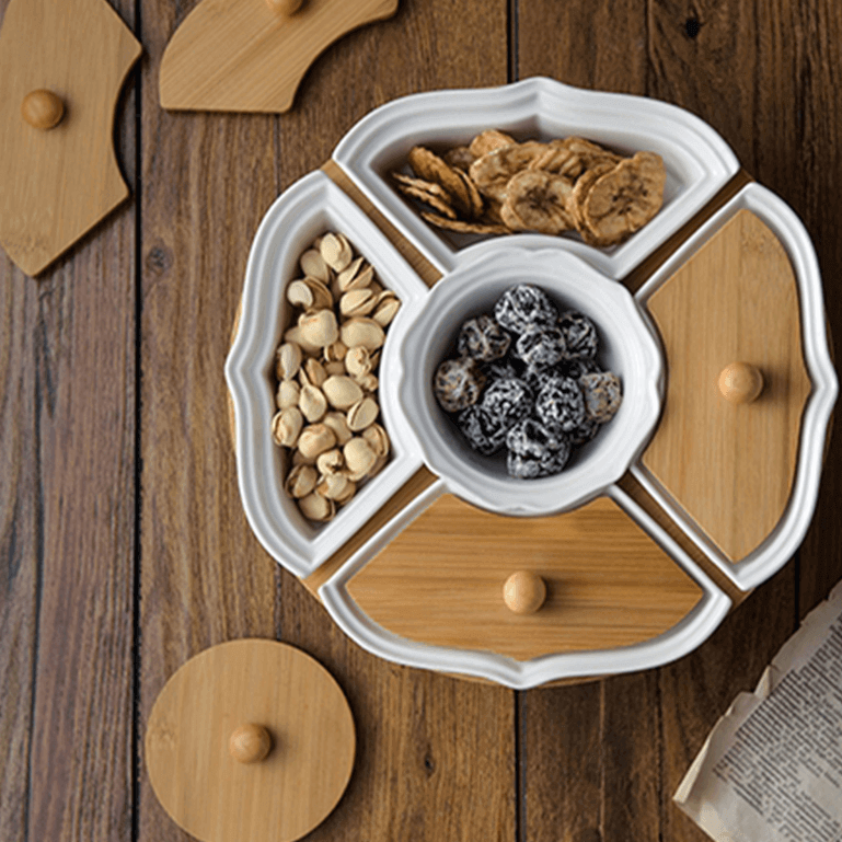 Five Grid Rotating Ceramic Breakfast Platter