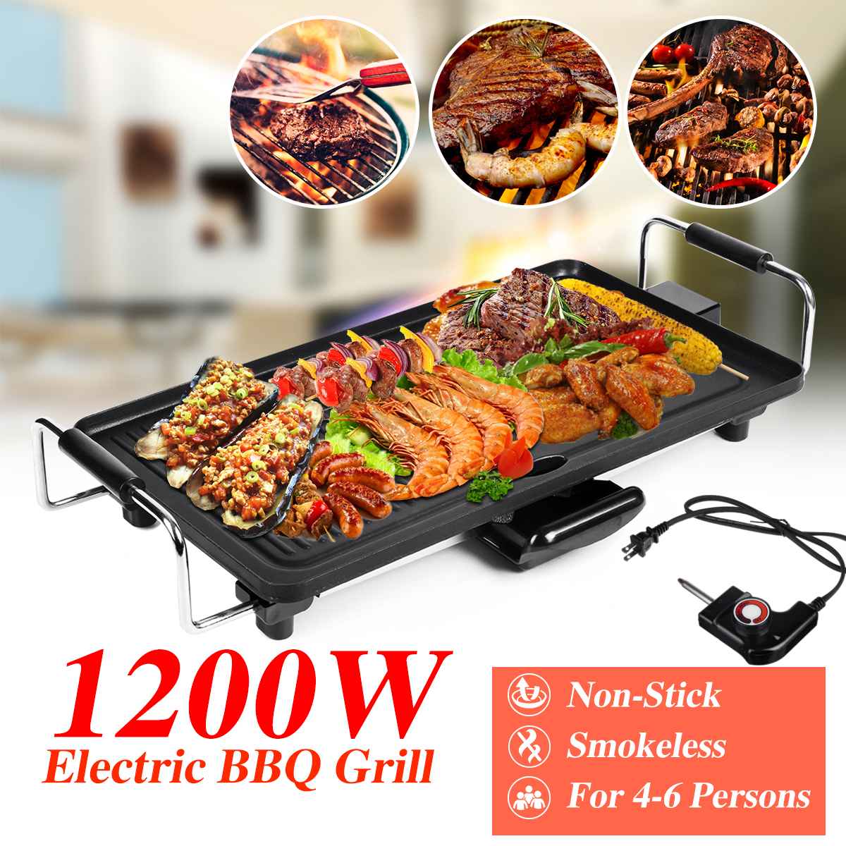 Non-Stick Electric Smokeless Indoor Grill