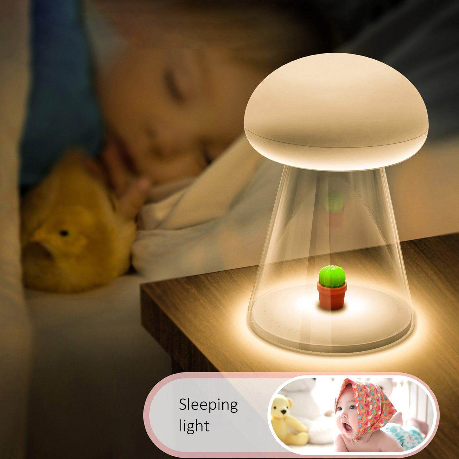 Rechargeable White Cactus USB Mushroom Night Lamp