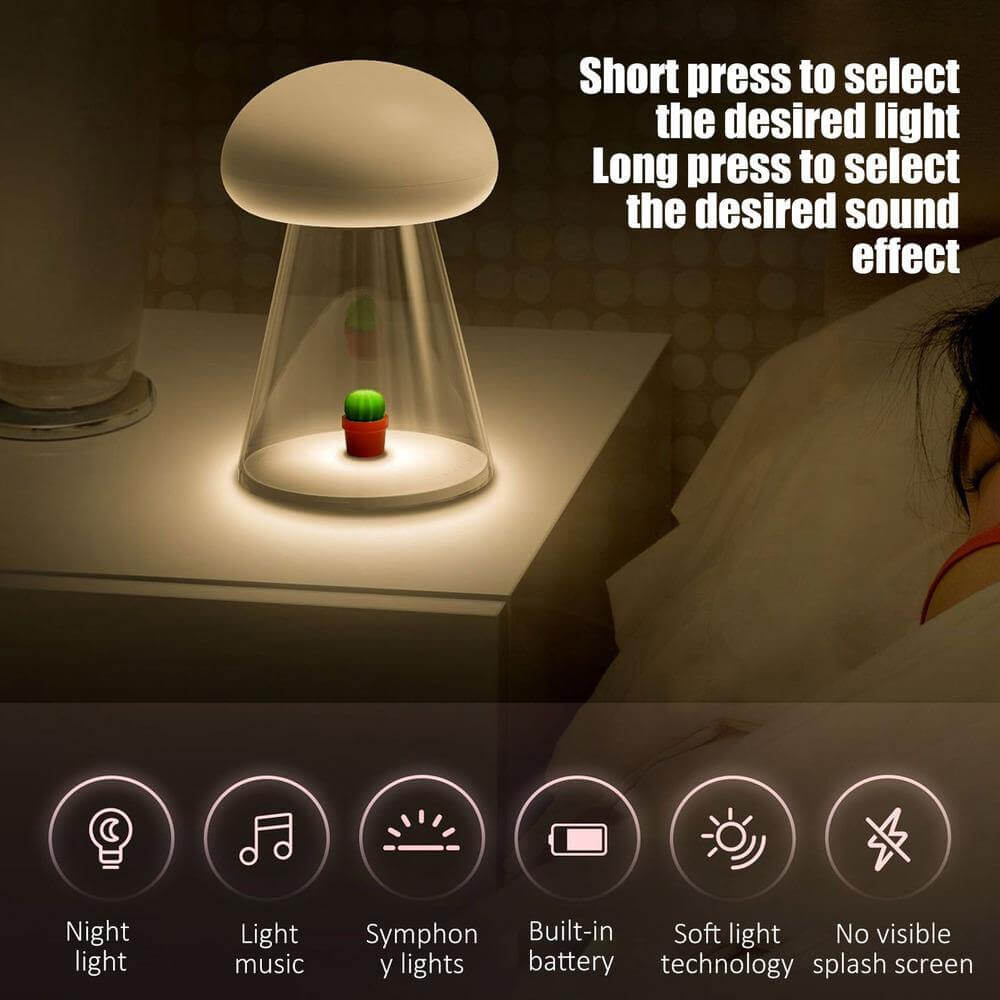 Rechargeable White Cactus USB Mushroom Night Lamp