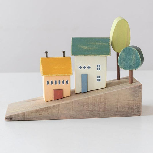 Nordic Wooden Miniature Hilly Neighborhood Home Decor