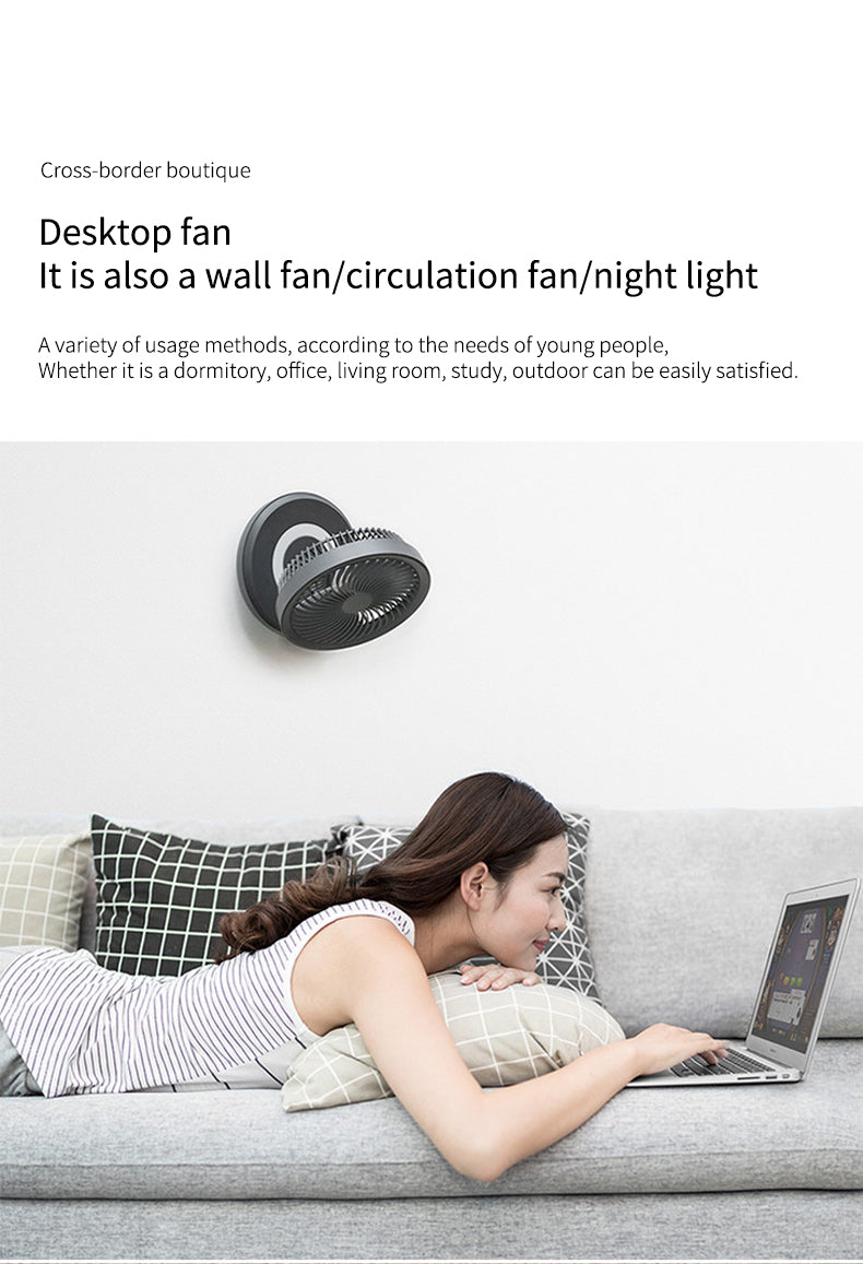 Portable Wireless Foldable Fan Night Lamp