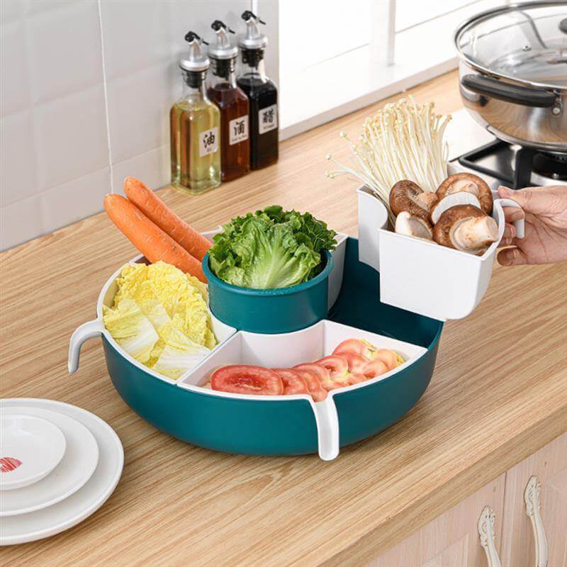 Rotatable Vegetable Drain Basket Serving Tray