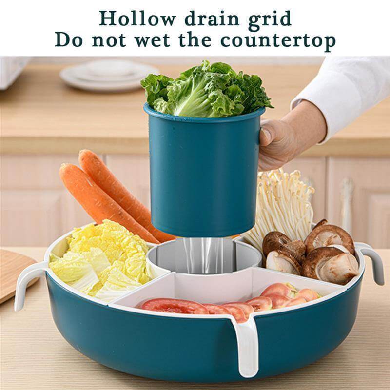 Rotatable Vegetable Drain Basket Serving Tray