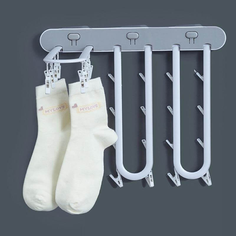 Wall-Mounted Folding Easy Drying Sock Hanger Rack