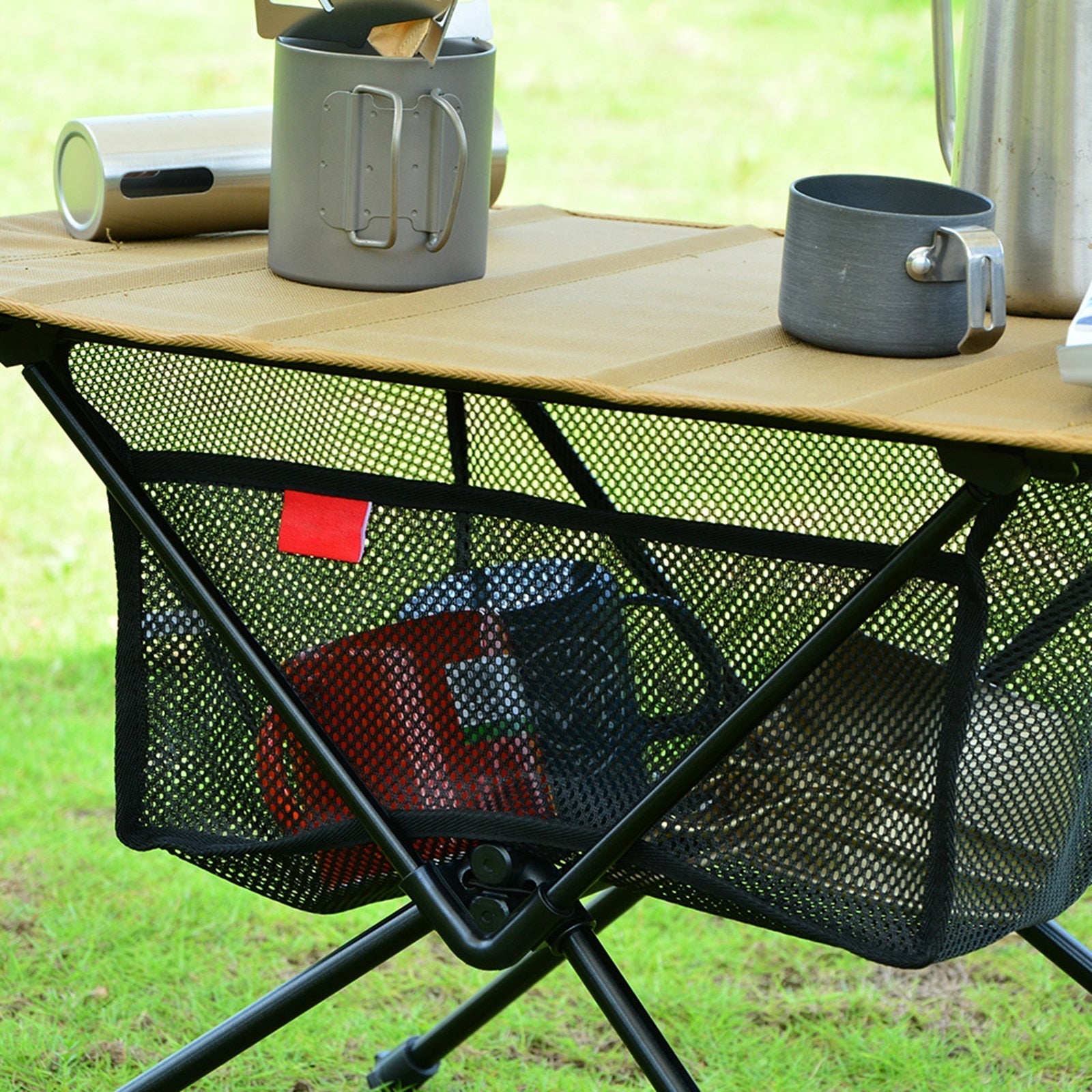 Portable Folding Table Storage Net Shelf