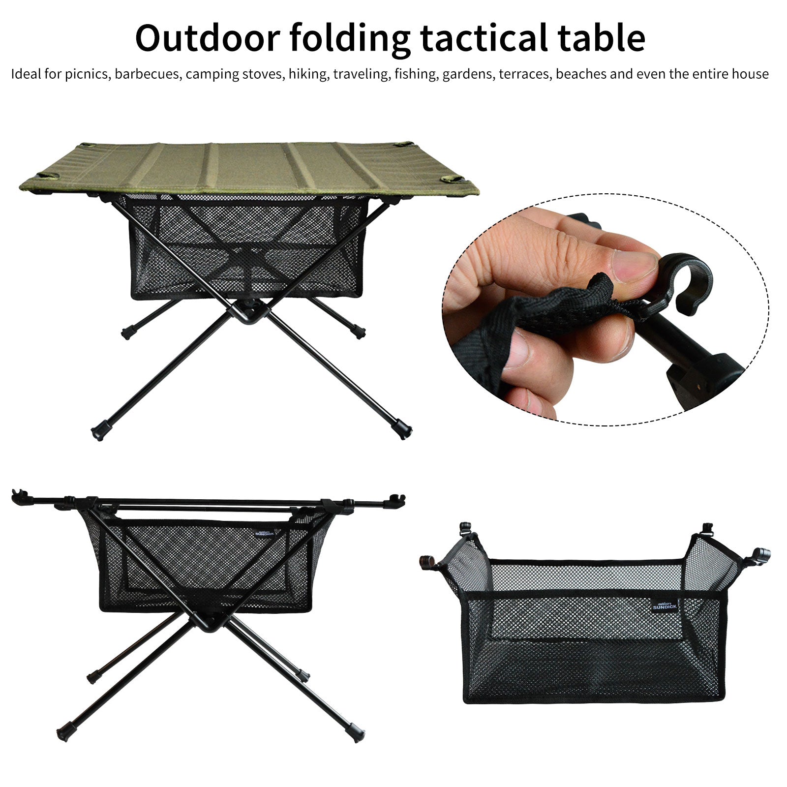 Portable Folding Table Storage Net Shelf