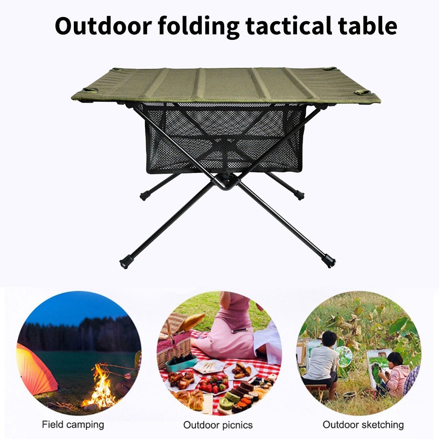 Portable Folding Table Storage Net Shelf