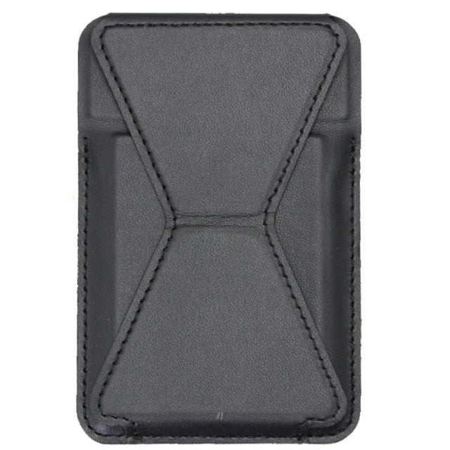 Leather Magnetic Card Holder Wallet Stand