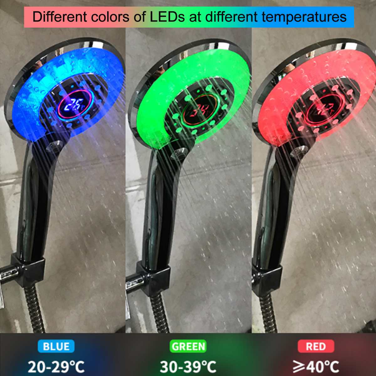 Digital Temperature Sensor LED Shower Head