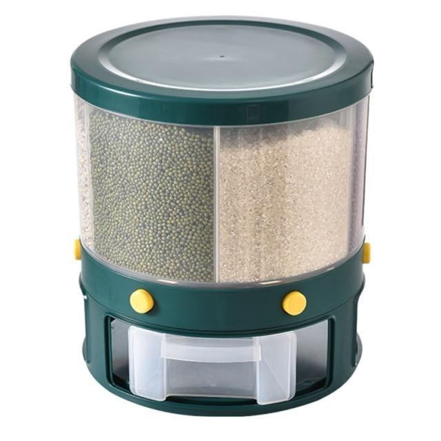 6 Grid Rotating Rice Storage Box Dispenser