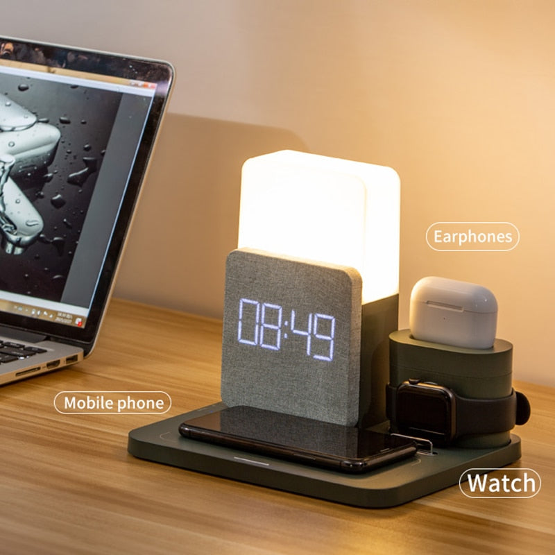 Modern Alarm Clock Wireless Charger Desk Lamp - UTILITY5STORE