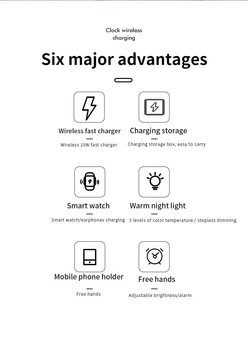 Modern Alarm Clock Wireless Charger Desk Lamp - UTILITY5STORE